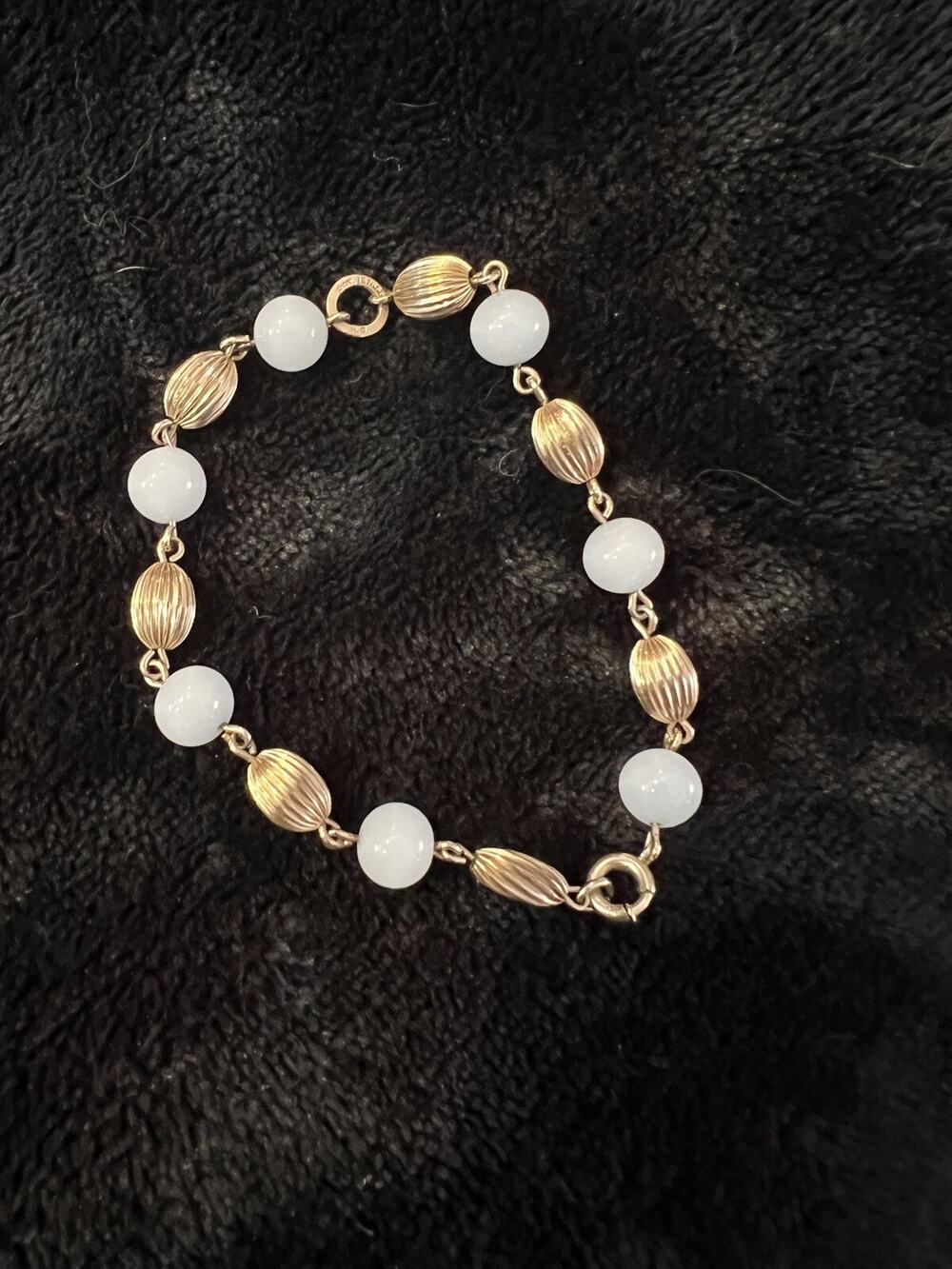 Vintage "HG" 12 KT Yellow Gold Filled Beaded Cultured Pearl BRACELET 8"